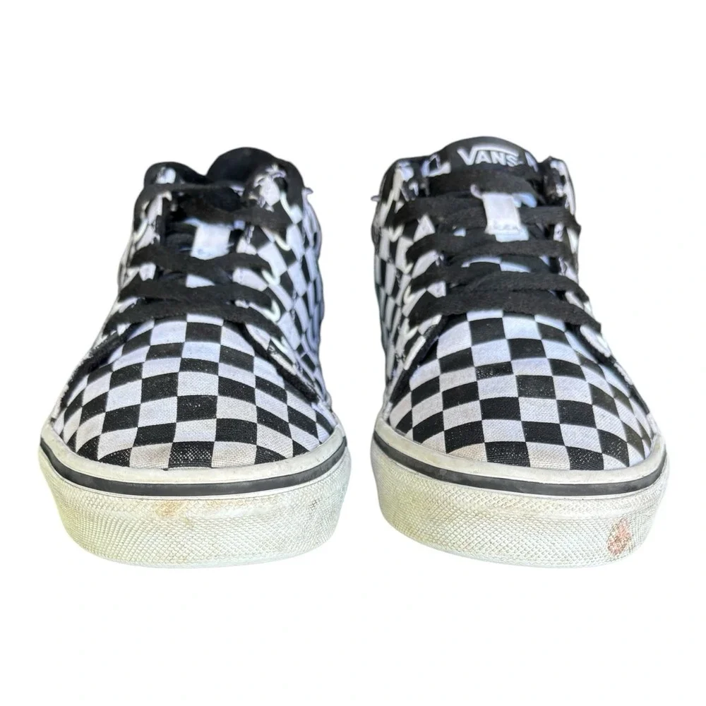 Vans Checkerboard Sneakers Youth 4‎ Black White Lace Up Skate Shoes